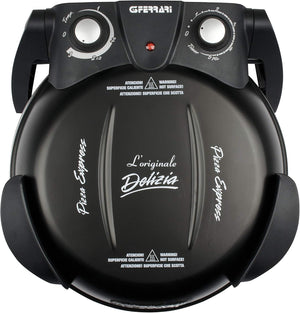 G3 Ferrari G1000610 Pizza Express Delizia, Forno Pizza, 1200 W, Termostato regolabile 400°C, Pizza fragrante in 5 minuti, Doppia resistenza riscaldante, Ricettario e Palette inclusi Nero