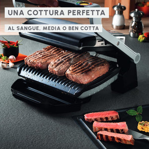 Moulinex Optigrill+ XL, Griglia Elettrica da Interno Ideale per Cucinare Carne, Pesce e Verdure, Indicatore di Cottura e 9 Programmi Automatici, Piastre Antiaderenti, GI722D