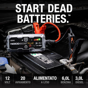 NOCO Boost GB40: Avviatore di Emergenza al Litio UltraSafe da 1000A 12V per Veicoli con Motori a Benzina fino a 6,0 Litri e Diesel fino a 3,0 Litri