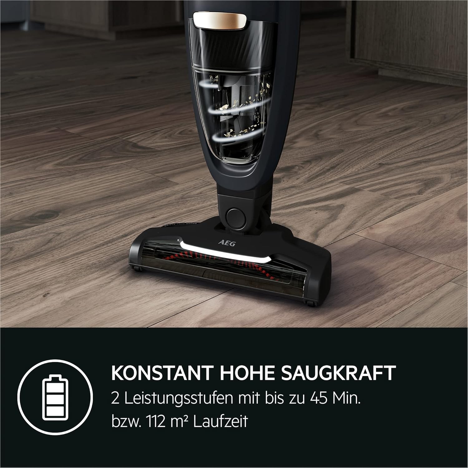 AEG QX6-1-45AN Cordless Vacuum Cleaner, Bagless, Quiet, Handheld Vacuum Cleaner Battery, 45 Minutes Running Time, Lightweight, Hard Floor, 2-in-1, Pet Hair, Dog, Cat, Carpet, Car, Grey