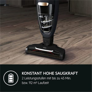 AEG QX6-1-45AN Cordless Vacuum Cleaner, Bagless, Quiet, Handheld Vacuum Cleaner Battery, 45 Minutes Running Time, Lightweight, Hard Floor, 2-in-1, Pet Hair, Dog, Cat, Carpet, Car, Grey