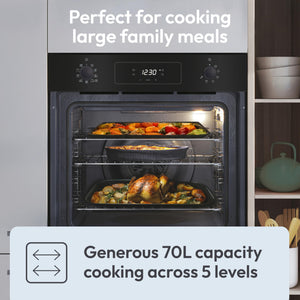 Candy Idea FCM955NRL-C, forno multifunzione 60cm, classe energetica A, pulizia pirolitica, pulizia a vapore, 9 funzioni, capacità 70 l, programmatore LED - nero, 59,5 x 59,5 x 56,8 cm