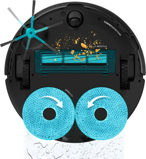 Cecotec Robot aspirapolvere auto-svuotamento e mocio rotante Conga 13090 Spin Revolution Home& Wash Essential. 7000Pa, Laser Tech, spazzola in silicone, spazzola laterale, APP, Bluetooth, WiFi 2,4