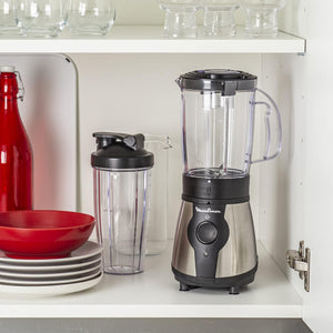 Moulinex Blend&Go Frullatore Portatile con Bottiglia da Viaggio 750 ml, Potenza 300W, Design Compatto e Facile da Pulire, Lame in Acciaio Inox, Mini Frullatore smoothie Facile da Usare, LM1B1D