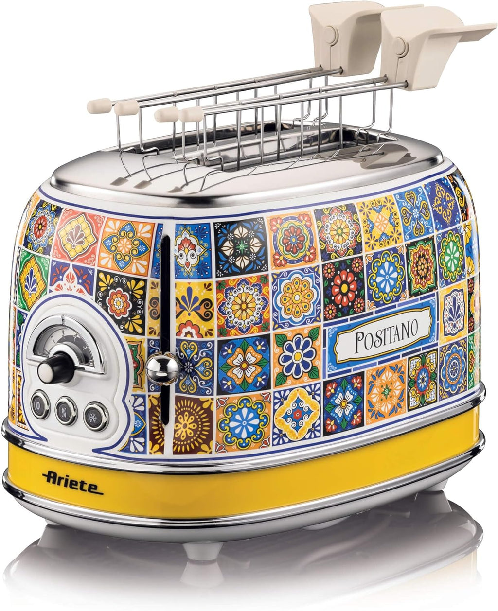 Ariete 155 Tostapane Positano, 810W, 2 fette, 6 livelli di doratura, Vassoio raccogli briciole, Funzione defrost, Espulsione automatica