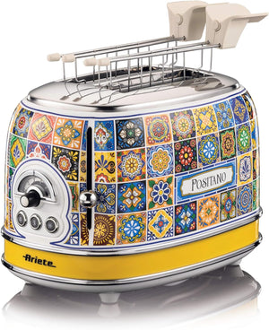 Ariete 155 Tostapane Positano, 810W, 2 fette, 6 livelli di doratura, Vassoio raccogli briciole, Funzione defrost, Espulsione automatica