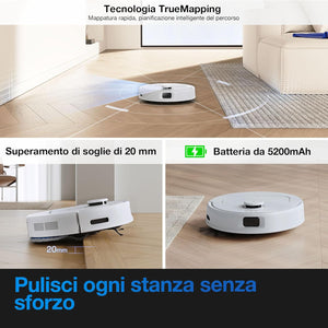 ECOVACS DEEBOT N20e Plus Robot Aspirapolvere, 10000 Pa, Pulizia Senza Sforzo per 45 Giorni, Spazzola Antigroviglio, Durata 350 min, Arrampicata da 20 mm