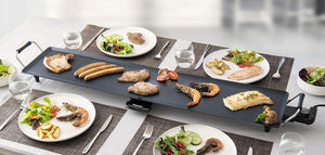 Bestron Piastra elettrica per grigliare, XXXL Plancha piastra con rivestimento antiaderente, divertimento alla griglia per un massimo di 10 persone, superficie di cottura extra-lunga, colore: nero