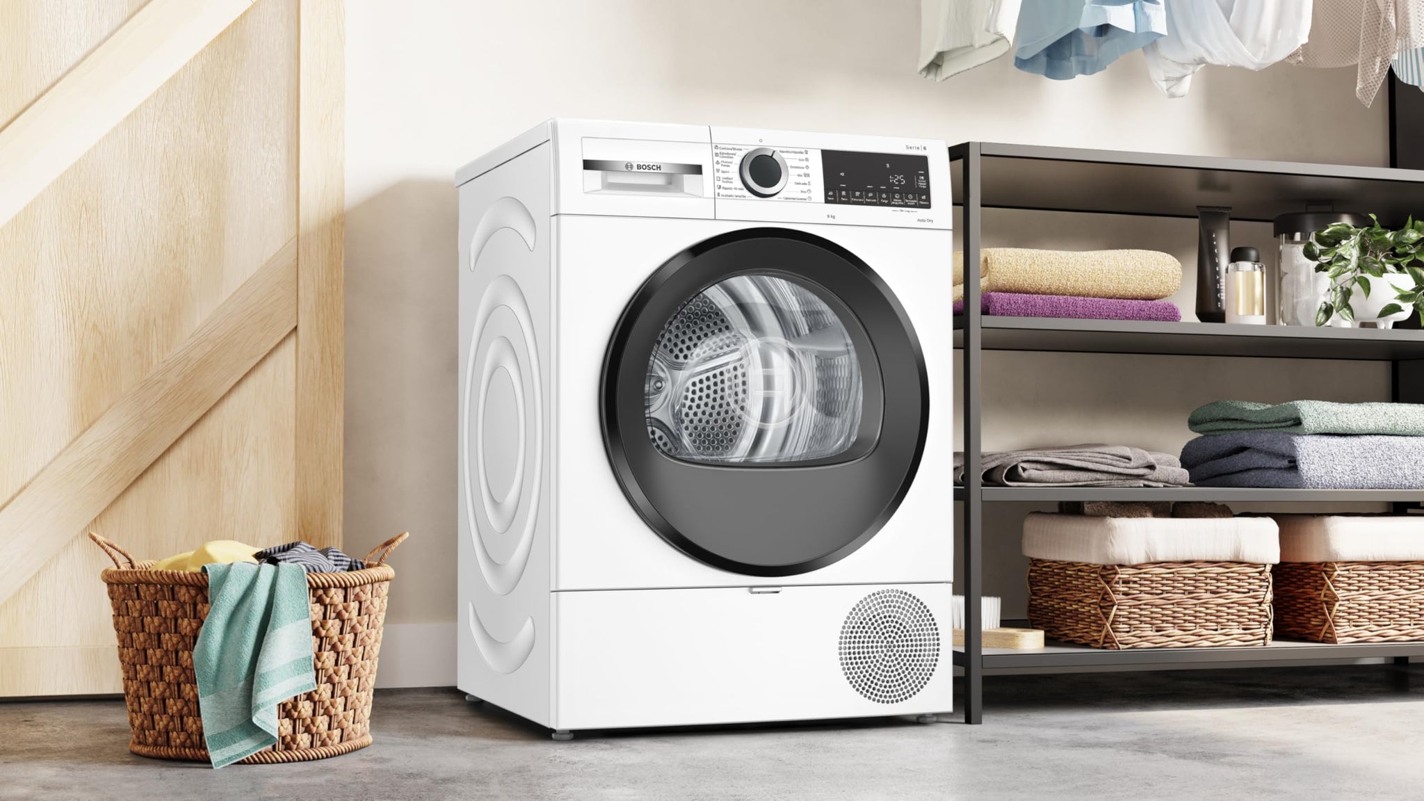 Bosch – Asciugatrice con pompa di calore, 9 kg, AutoDry, mezza carica, antirughe, bianco, WQG24200ES