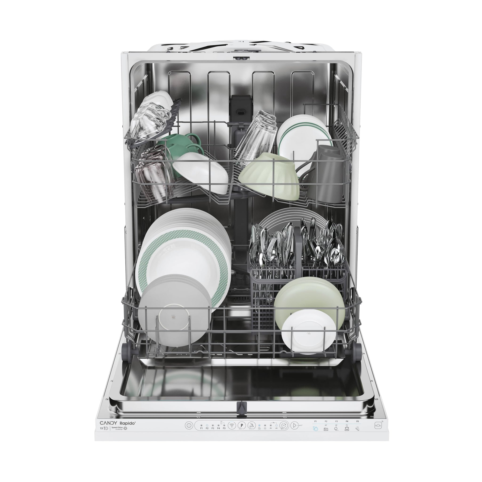 Candy Rapidò CI 3E7L0W2, Lavastoviglie Integrabile 60 CM, 13 Servizi, Digitale, Wi-Fi, 5 Programmi, Motore Inverter, Indicatore Mancanza di Sale, Indicatore Fine Ciclo, Inizio ritardato 3-6-9H, 47DB