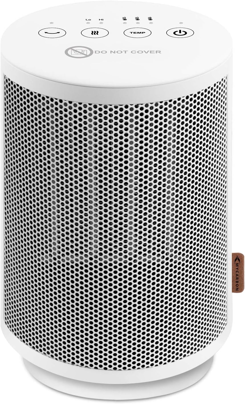 MYCARBON Stufa Elettrica da Bagno Basso Consumo 900W|1500W, Stufetta con Termostato Ambiente di 18℃, 23℃ e 28℃, Oscillante 60°, Motore DC, Termoventilatore Ceramico Silenzioso