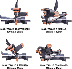 Evolution Power Tools R255SMS+ Troncatrice Radiale Scorrevole Multi-Materiale 255 mm con Pacchetto Plus, 230 V