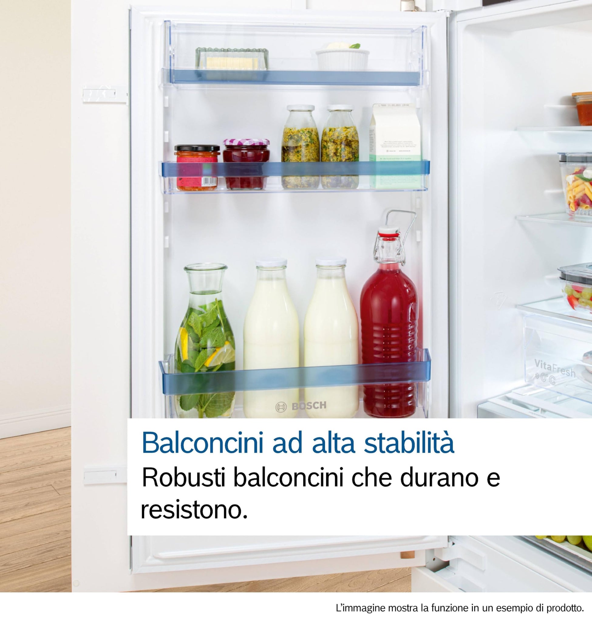 Bosch KIR31VFE0, Serie 4, Frigorifero monoporta da incasso, Luci LED, Cassetto extra large, 102.1 x 54.1 cm, cerniera piatta