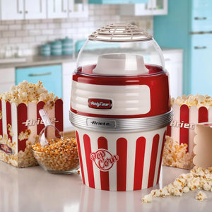 Ariete 2957 Pop Corn XL Party Time - Macchina per Popcorn - Scoppia 60gr di Mais in 2 minuti con Aria Calda - Ciotola Estraibile - 1100 Watt - Rosso