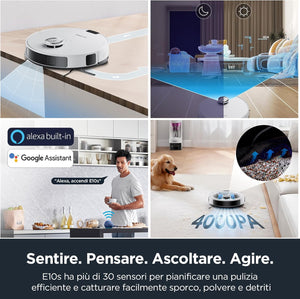 EUREKA NERE10s Robot Aspirapolvere Lavapavimenti con Stazione, Pulizia Senza Sforzo per 45 Giorni, 4000Pa, Raccolta Automatica della Polvere, Autonomia 180min, Navigazione con LiDAR, WiFi/APP