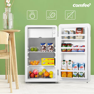 COMFEE' RCD93WH2RT(E) Frigorifero piccolo 93 L, Design retrò, Mini frigo mona porta, Controllo della temperatura, Adatto a casa, ufficio e hotel, Bianco