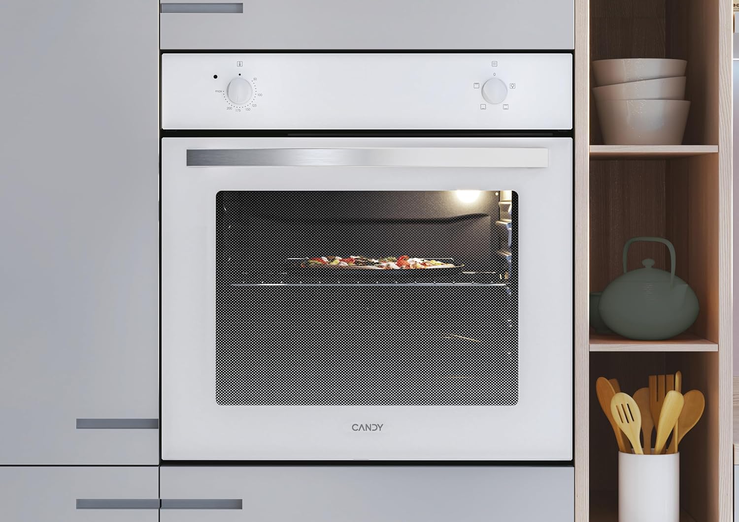 Candy Idea Forno Elettrico da Incasso Ventilato, 70 Litri, Classe A, 4 Modalità di Cottura, Facile da Pulire, Controllo tramite App hOn, 59,5 x 59,5 x 56,8 cm, Bianco - FIDC B100