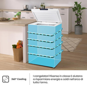 Hisense MCF95E Congelatore a Pozzo 95 L di capacità, Silenzioso 40 dB, Bianco, 54.6 x 47.9 x 85.4 cm