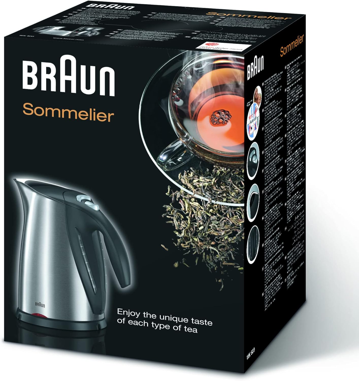Braun WK600 Bollitore d'Acqua, Capacità 1,7L, Qualità Tedesca, Base Girevole 360°, Filtro Anticalcare Estraibile e Lavabile, Funzione ECO, Sistema di Sicurezza a 4 Vie, Spegnimento Automatico, Acciaio