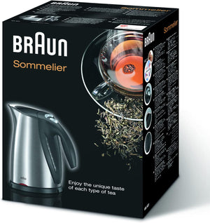 Braun WK600 Bollitore d'Acqua, Capacità 1,7L, Qualità Tedesca, Base Girevole 360°, Filtro Anticalcare Estraibile e Lavabile, Funzione ECO, Sistema di Sicurezza a 4 Vie, Spegnimento Automatico, Acciaio