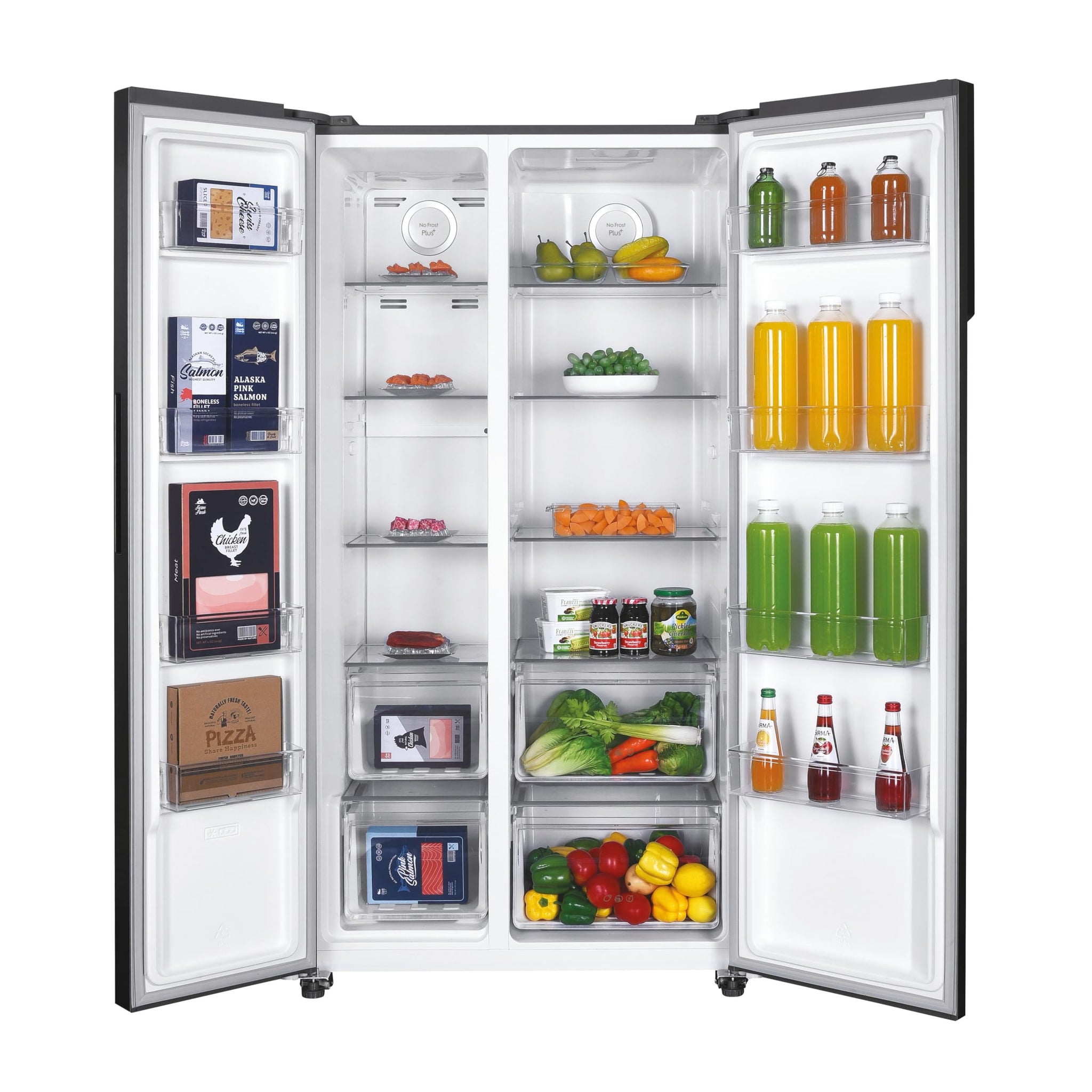 Candy CHSVN-174X, Frigorifero Side by Side, Larghezza 91 cm, Capacità 532 L, Inverter, Total No Frost, 2 cassetti Verdoli, Controllo esterno digitale, Illuminazione a LED, Gambe regolabili, Ruote,