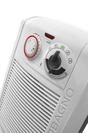 De'Longhi HBC 3030 Termoventilatore Caldobagno, 2 livelli di potenza, Funzione ECO-SILENCE, Protezione antigoccia, Ventilazione estiva, Avvolgicavo, per ambienti fino a 60 m³