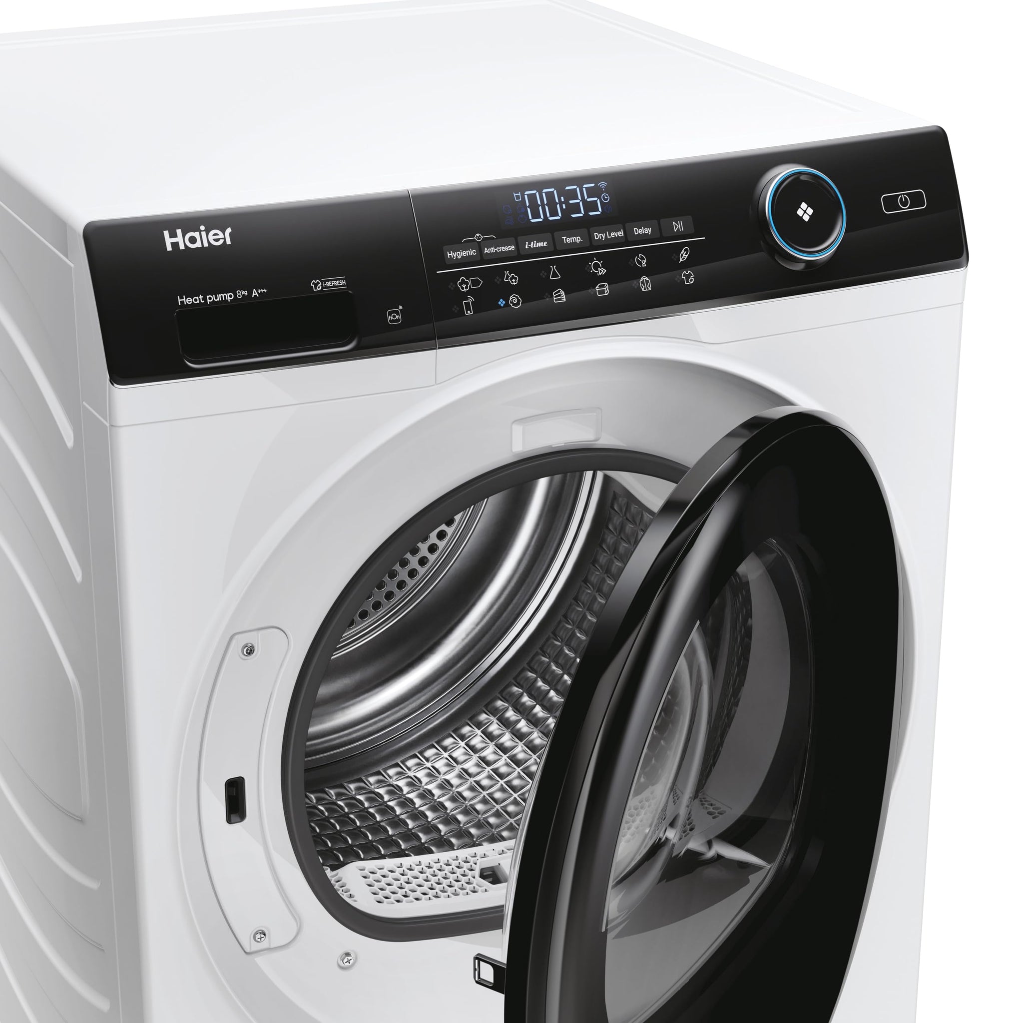 Haier I-Pro Serie 5 Asciugatrice 8Kg, Libera Installazione, Carica Frontale, Classe A+++, Trattamento Antibatterico, I-Time, Partenza Programmabile, Vapore, AxLxP 84,5x59,5x67,5 Bianca - HD80-A3959-S