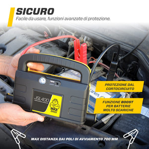 MAXTOOLS JSL400 Avviamento d’Emergenza Professionale per Automobile 2400 A per Veicoli Diesel e a Benzina di Grandi Dimensioni, Potente e Sicuro a 12 V, Batteria al Litio Esterna con USB