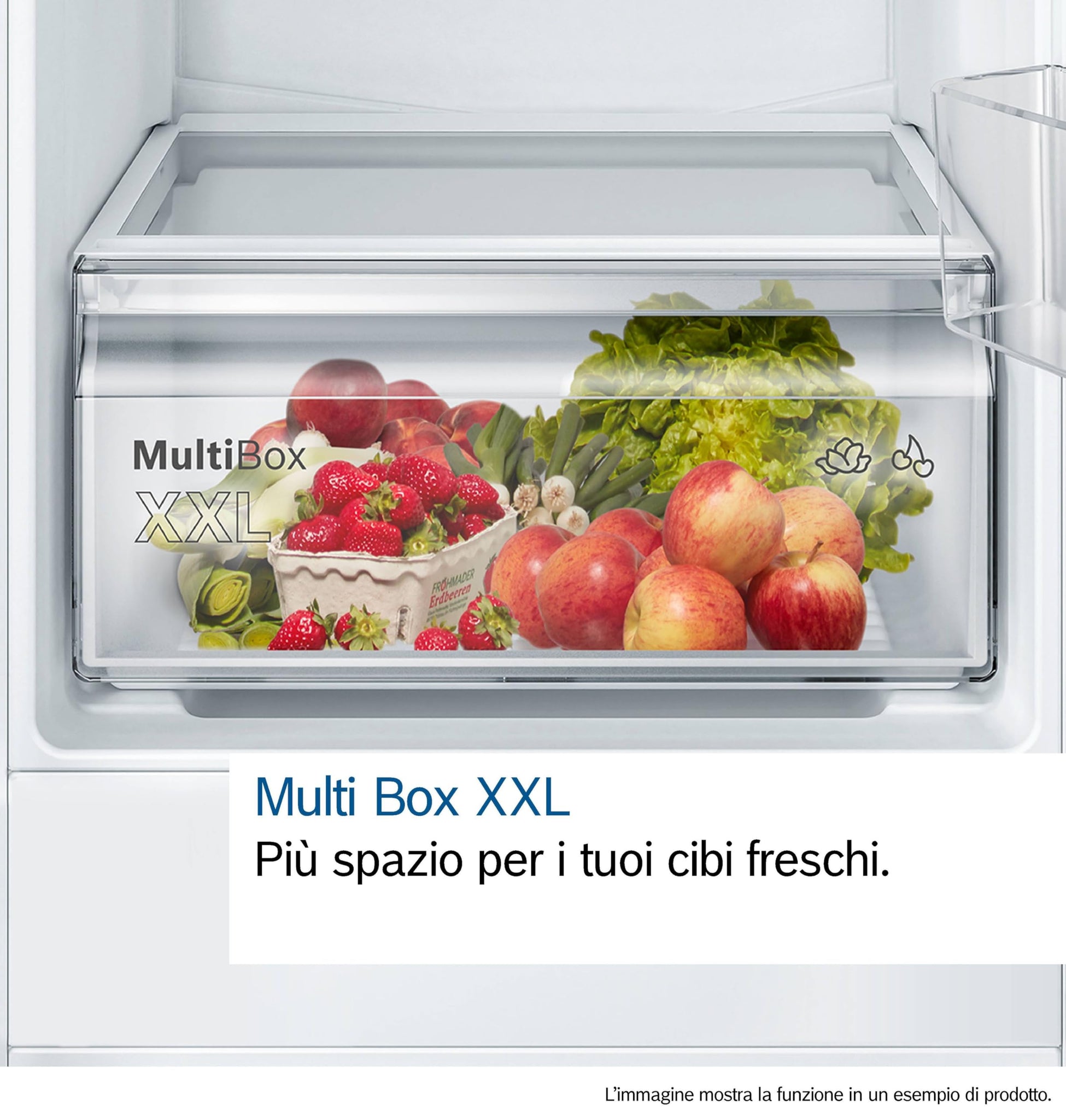 Bosch KIL82NSE0 Serie 2, Frigorifero monoporta da incasso con congelatore, Cassetto Multi Box XXL, Luce LED, Tecnologia Inverter Intelligente, 177.5 x 56 cm, cerniera a traino