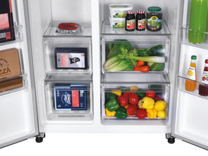 Candy CHSVN-174X, Frigorifero Side by Side, Larghezza 91 cm, Capacità 532 L, Inverter, Total No Frost, 2 cassetti Verdoli, Controllo esterno digitale, Illuminazione a LED, Gambe regolabili, Ruote,