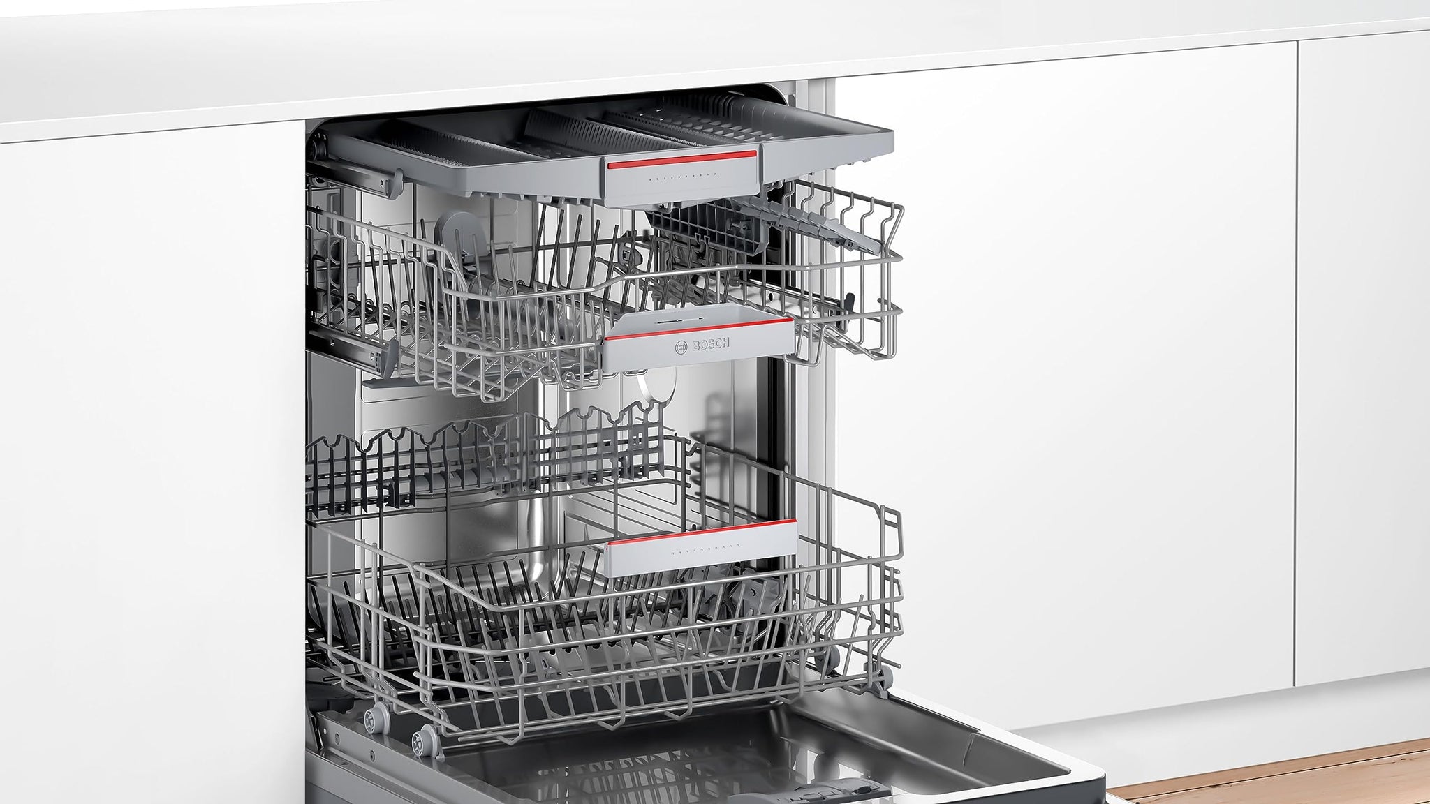 Bosch SMU4ECS24E - Lavastoviglie Smarter serie 4, 60 cm, lavabile in lavastoviglie, made in Germany, cassetto portaposate, particolarmente silenzioso, SpeedPerfect+ per stoviglie pulite più