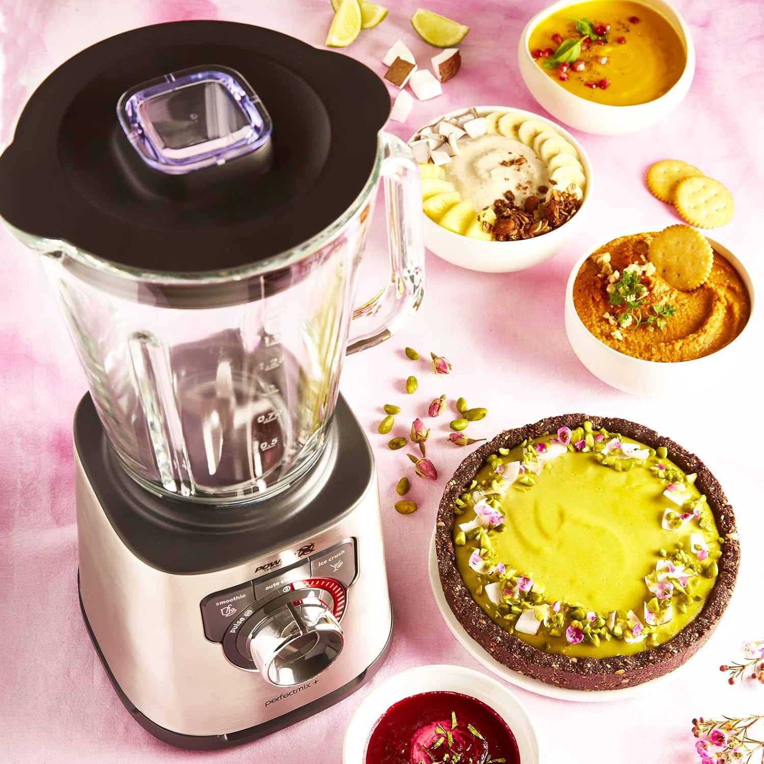 Moulinex LM811D PerfectMix + Blender Frullatore Tritatutto Elettrico, Tecnologia Powelix, Multifunzione, 1200W, Capacità totale 2L (utile 1.5L), 3 Programmi, Vaso in Vetro Termoresistente