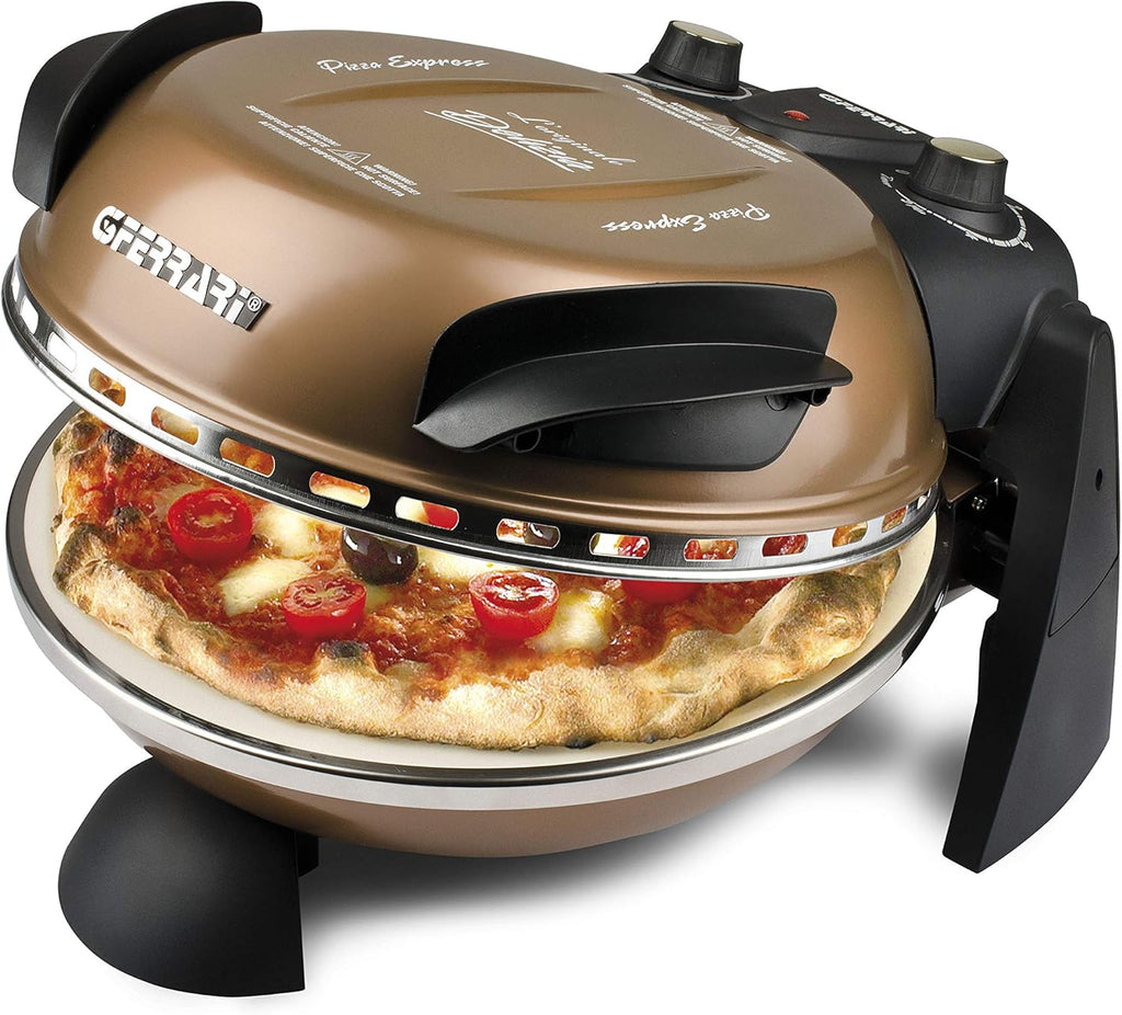 G3 Ferrari G10006 Pizza Express Delizia, Forno Pizza, 1200 W, 400°C, Pizza fragrante in 5 minuti, Ricettario incluso, Rame