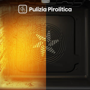 Hisense BI64211PX, Forno Multifunzione Termoventilato, Cavità XXL 77L , Auto Pulizia Pirolitica, 13 funzioni di cottura, Funzione pizza 300°C, Cottura AirFry, Cottura Multifase, Display Led