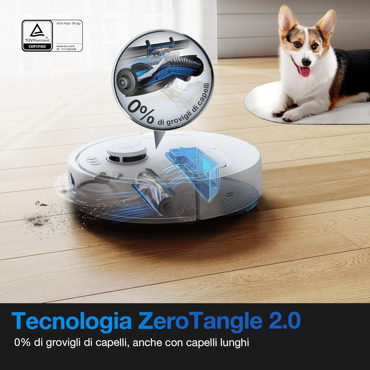 ECOVACS DEEBOT N20e Plus Robot Aspirapolvere, 10000 Pa, Pulizia Senza Sforzo per 45 Giorni, Spazzola Antigroviglio, Durata 350 min, Arrampicata da 20 mm