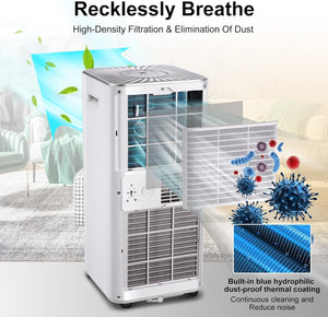 Pasapair Condizionatore Portatile,7000BTU/h,2KW,28㎡/88m³,3-in-1 Aria Climatizzatore Portatile,Raffreddamento,Ventilatore,Deumidificazione,65 Decibel Basso Rumore per Casa,LED