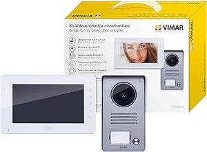 VIMAR K40930 Kit videocitofonico da parete con: videocitofono vivavoce a colori LCD 7" con tastiera capacitiva, targa audiovideo 1 pulsante, alimentatore, completo di staffe per il fissaggio, bianco