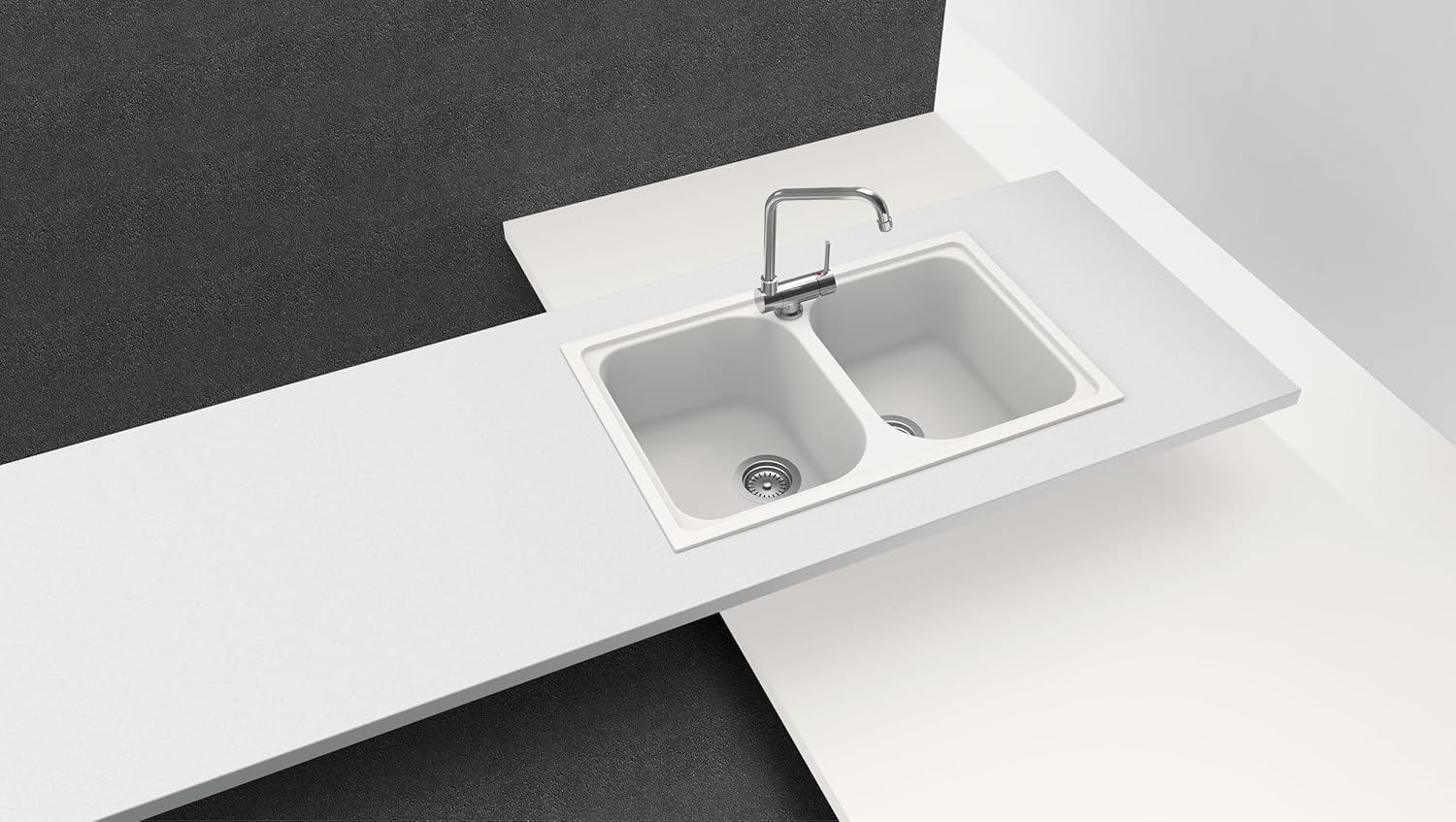 SCHOCK | Lavello Cucina Lithos N200S 2 Vasche Small, Materiale Cristalite®, Grigio Tortora, 790x500mm
