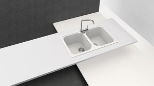 SCHOCK | Lavello Cucina Lithos N200S 2 Vasche Small, Materiale Cristalite®, Grigio Tortora, 790x500mm
