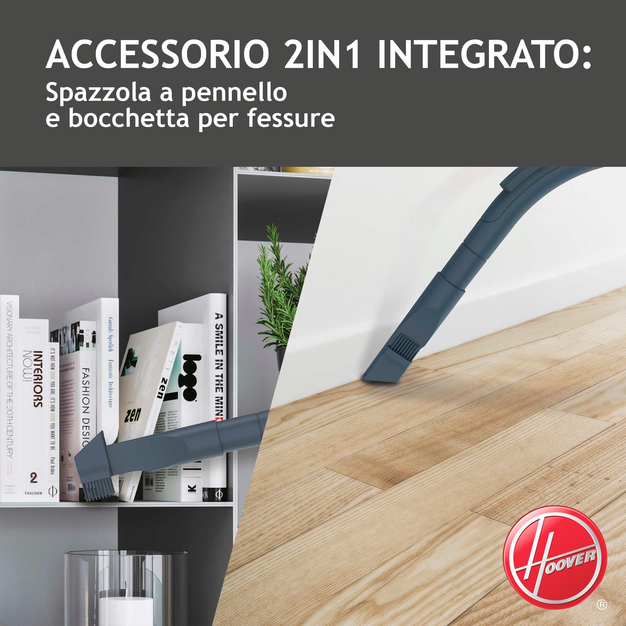 Hoover BR71_B30, Aspirapolvere a traino senza sacco, 700 W, 2 litri capacità bin, 78 Decibel, Mini turbo spazzola, Nero/Verde/Grigio Fumo