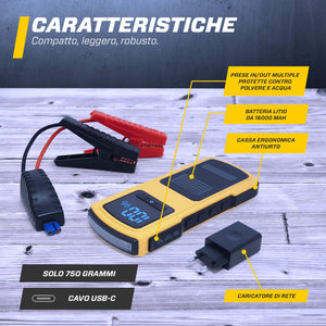 MAXTOOLS JSL400 Avviamento d’Emergenza Professionale per Automobile 2400 A per Veicoli Diesel e a Benzina di Grandi Dimensioni, Potente e Sicuro a 12 V, Batteria al Litio Esterna con USB