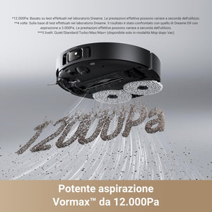 dreame X40 Master Robot Aspirapolvere con Stazione Base Compatta 8-in-1 da 28 CM, Navigazione iIntelligente, Aspirazione da 12000 Pa, Spazzola Laterale Avanzata, Compatibile con Alexa/Siri/Google Home