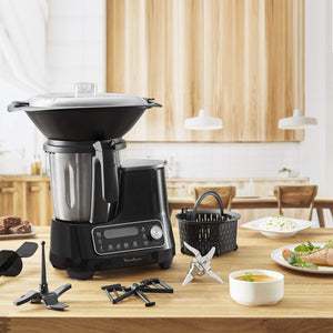 Moulinex HF4568K ClickChef Robot da Cucina Multifunzione, Ricette Pronte in 2 Click, 1400 W, 3.6 L, 30-150 °C, 5 Programmi Automatici e Modalità Manuale, 7 Accessori, Ricettario Incluso (200 Ricette), Nero
