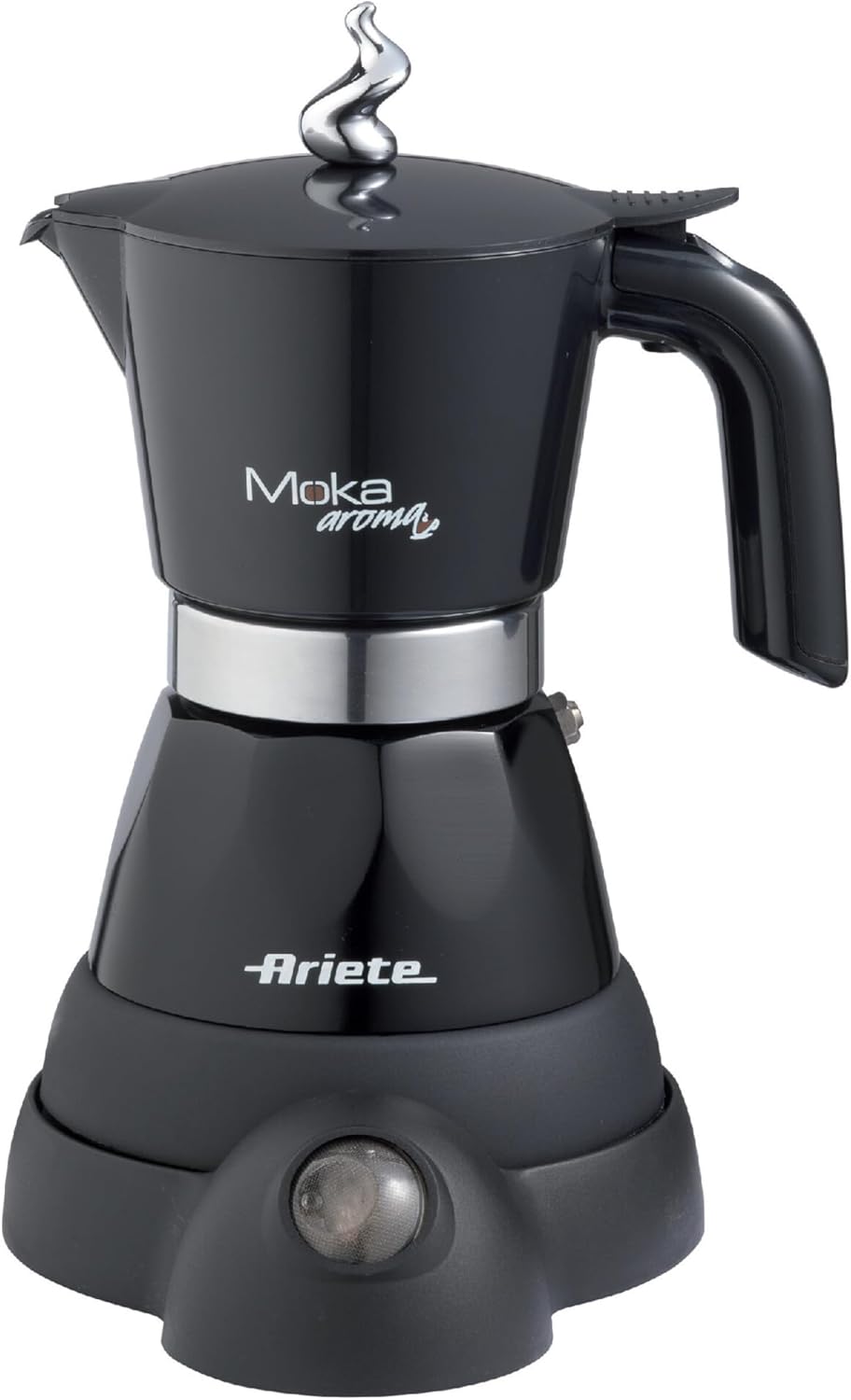 Ariete 1358 Moka Aroma - Moka elettrica 2/4 tazze - Autospegnimento - Mantenimento temperatura per 30' - 400 Watt - Nero