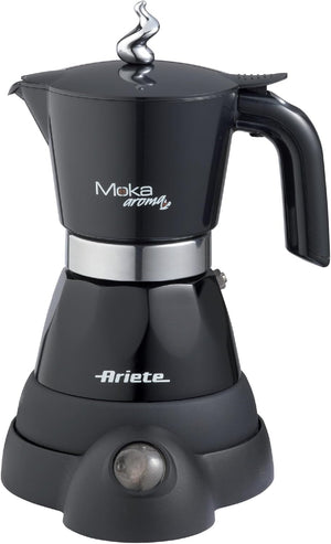 Ariete 1358 Moka Aroma - Moka elettrica 2/4 tazze - Autospegnimento - Mantenimento temperatura per 30' - 400 Watt - Nero