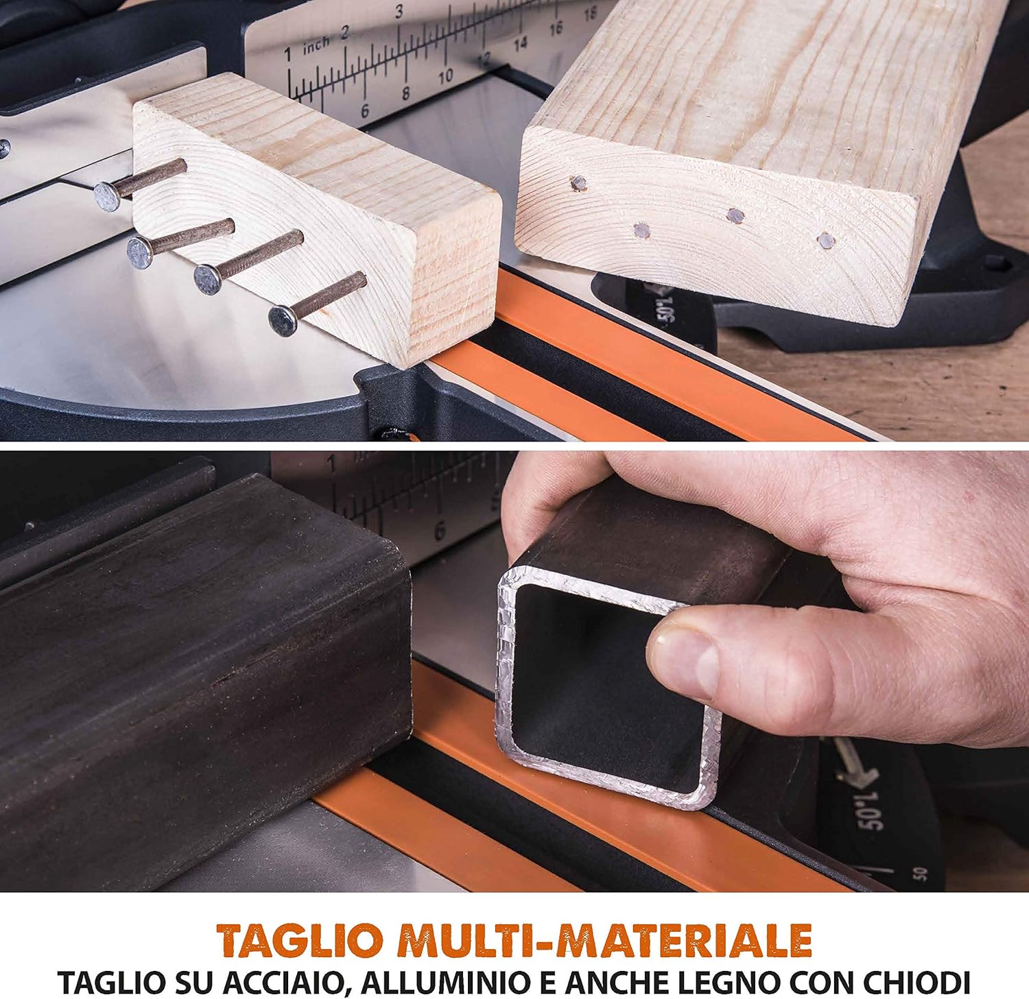 Evolution Power Tools R255SMS+ Troncatrice Radiale Scorrevole Multi-Materiale 255 mm con Pacchetto Plus, 230 V