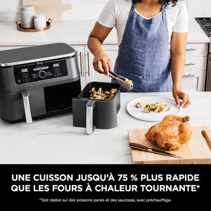 Ninja Foodi Max Dual Zone Friggitrice ad Aria digitale, 2 Cestelli Antiaderenti, 9.5L, 6 in 1, Massima Croccantezza, Frigge Senza Olio, Arrostisce, Cottura Forno, Disidrata, 8 Porzioni, Nero, AF400EU