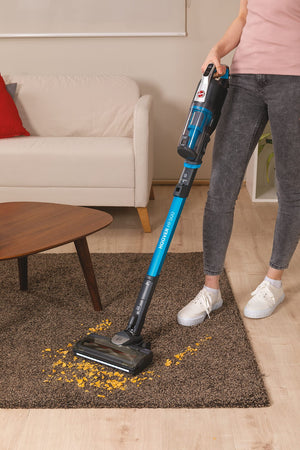 Hoover HF500 HF522STP 011 Aspirapolvere Senza Filo, Senza Sacco, 0,45 L, Autonomia 45 Min, Spazzola Antigroviglio, Mini Turbo Spazzola Animali, Blu