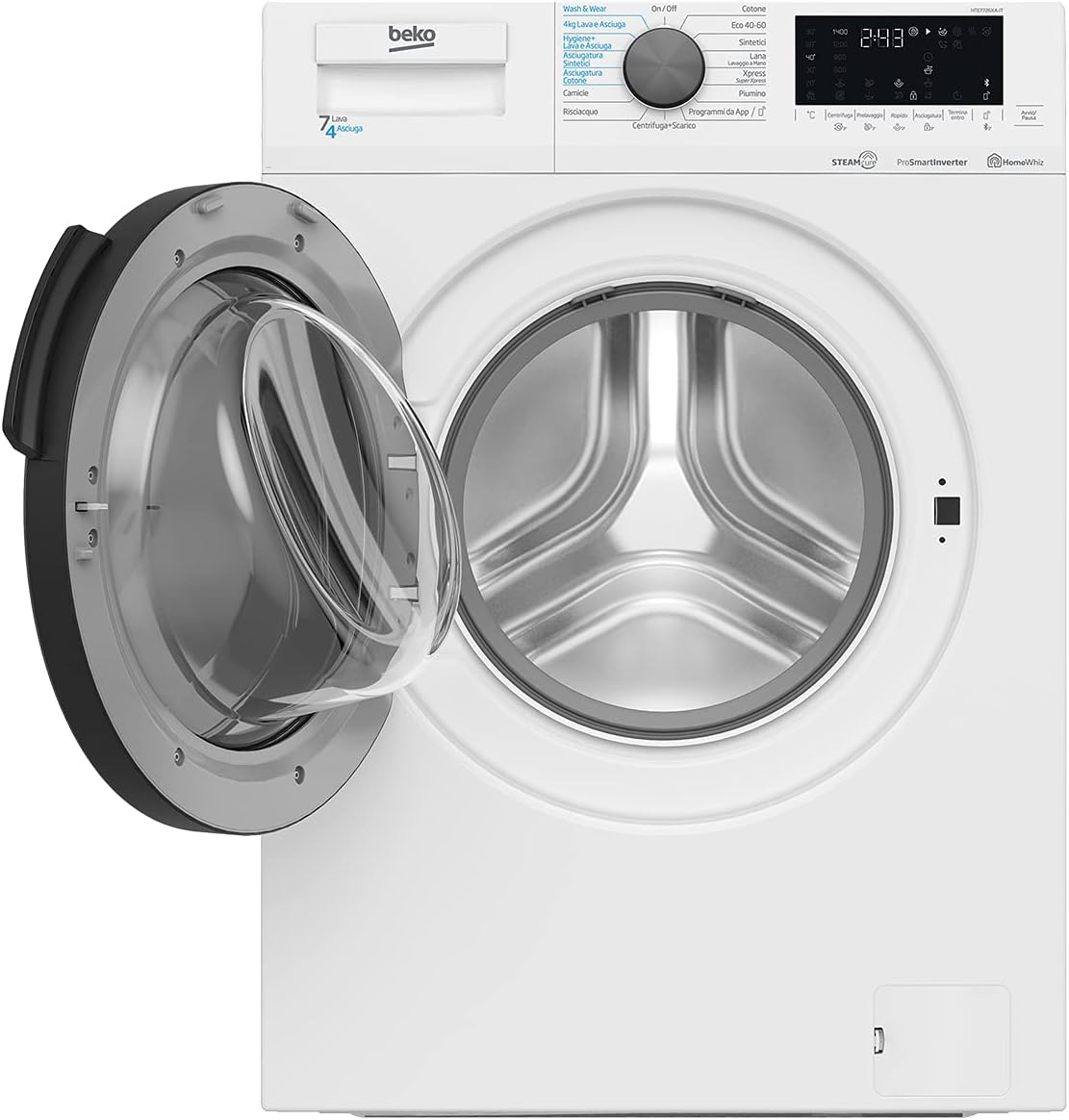 Beko bte7726Xa-It Lavasciuga Slim A Vapore Steamcure, 7/4 Kg, 1400 Giri/Min, 15 Programmi, ‎50 x 60 x 84 cm, 64 Kg [Classe di efficienza energetica D]