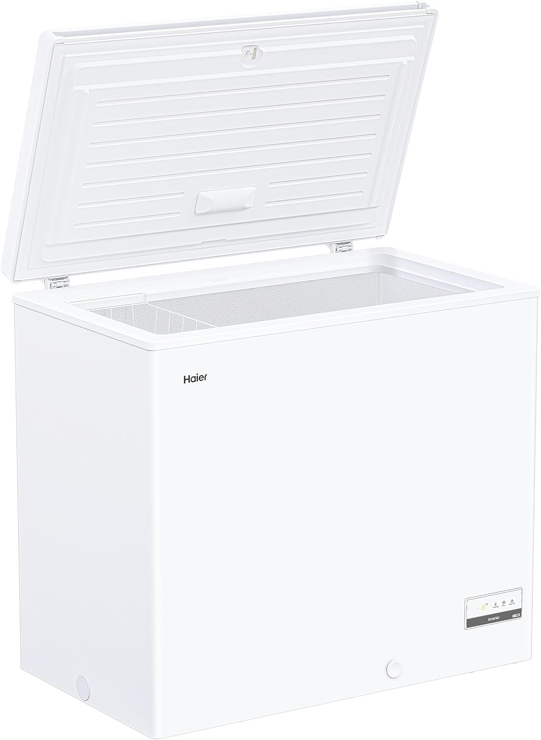 Haier Congelatore a Pozzetto, 196 Litri, Funzione Fast Freeze, Trattamento Antibatterico, Temperatura Regolabile, Luce LED, Classe E/A++/ 91,5 x 55,5 x 84,5 cm, Bianco - HCE200D